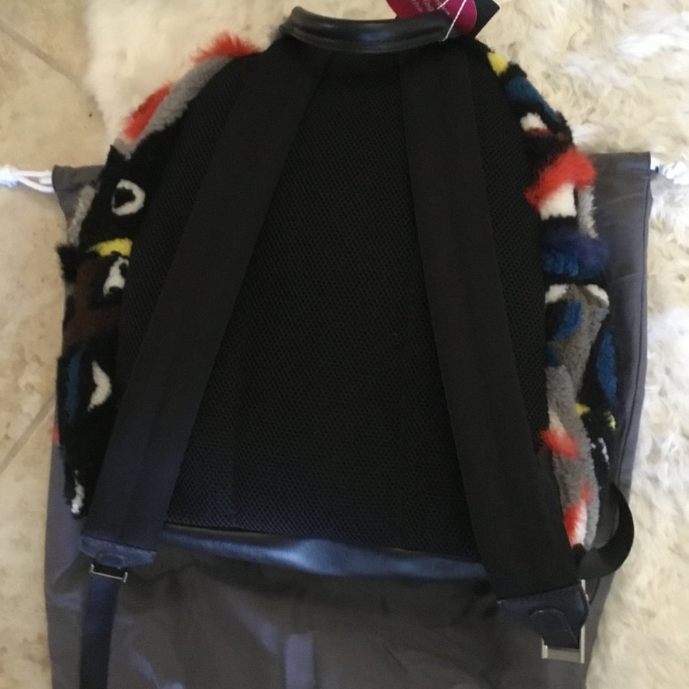 Fendi Shearling Patchwork Monster Eyes Backpack U… - image 4